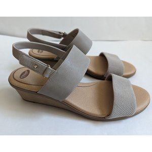 Dr Scholls Byron Womens 8 Tan Strap Wedge Heel Slingback Sandals Casual